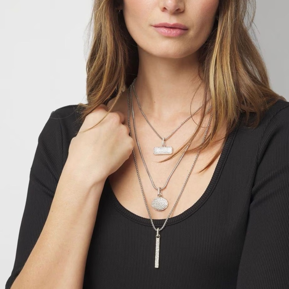 White House Black Market Silver Multi-Layer Pendant Necklace